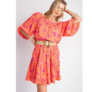 Easel Vibrant Floral Mini Dress